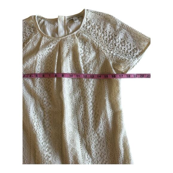 Banana Republic Lace Blouse Ivory Top Short Sleeve Boho Preppy Coquette Girl 10 - Picture 7 of 9